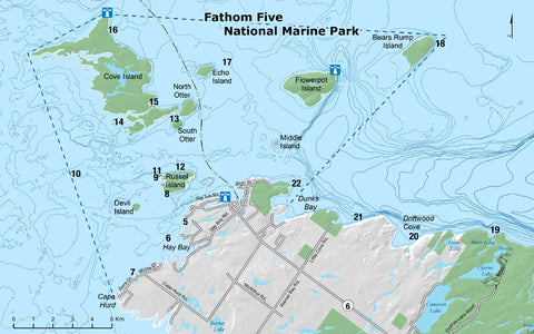 Fathom Five National Park Map, Tobermory, Canada