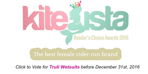 Truli Wetsuits nominated for Best Female Rider Run Brand 2016 by Kite Sista