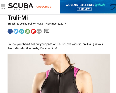 Truli Wetsuits in Scuba Diving Magazine