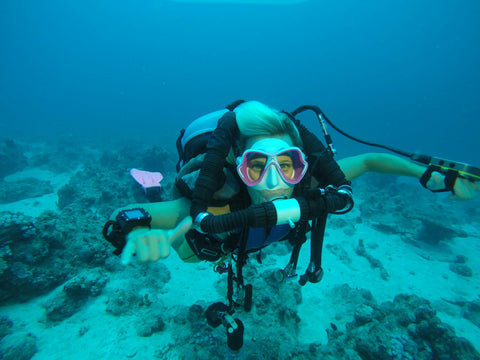 Ulli Herold of Ullis Diving in Egypt is scuba diving with a rebreather