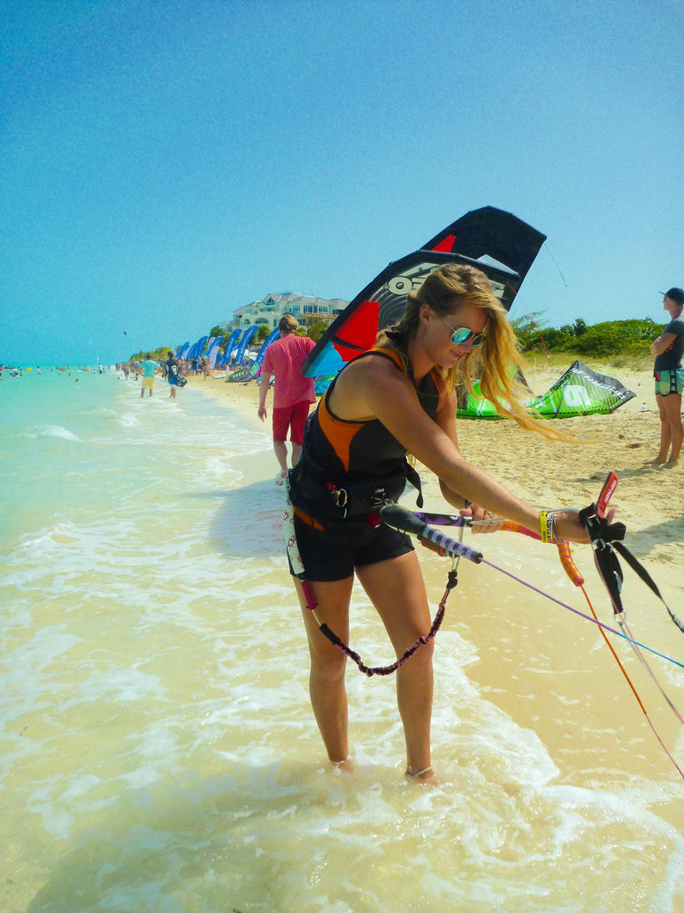 Sexy women's wetsuit ambassador and Truli Girl Cesca Peirce prepping for Windvibes 2015 by Truli Wetsuits
