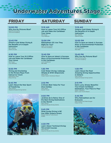 Outdoor Adventure Show - Toronto - Underwater Adventures Stage Schedule