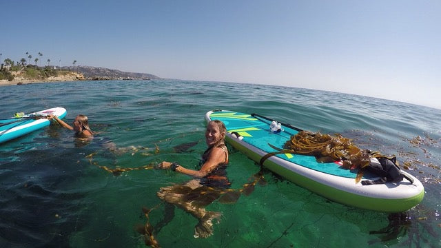 Kristin Thomas out for a paddle and snorkel in her Truli Wetsuits